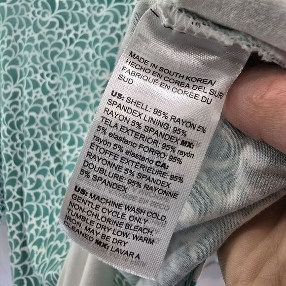 Chicos Shirt Womens Large 2 Green White Half Quarter Sleeve Stretch Scoop Tee - Picture 8 of 10